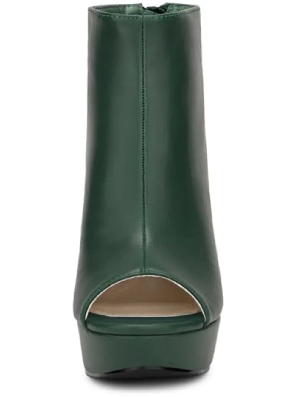 Peep Toe Ankle Boots with Chunky Heel Platform Back Zip